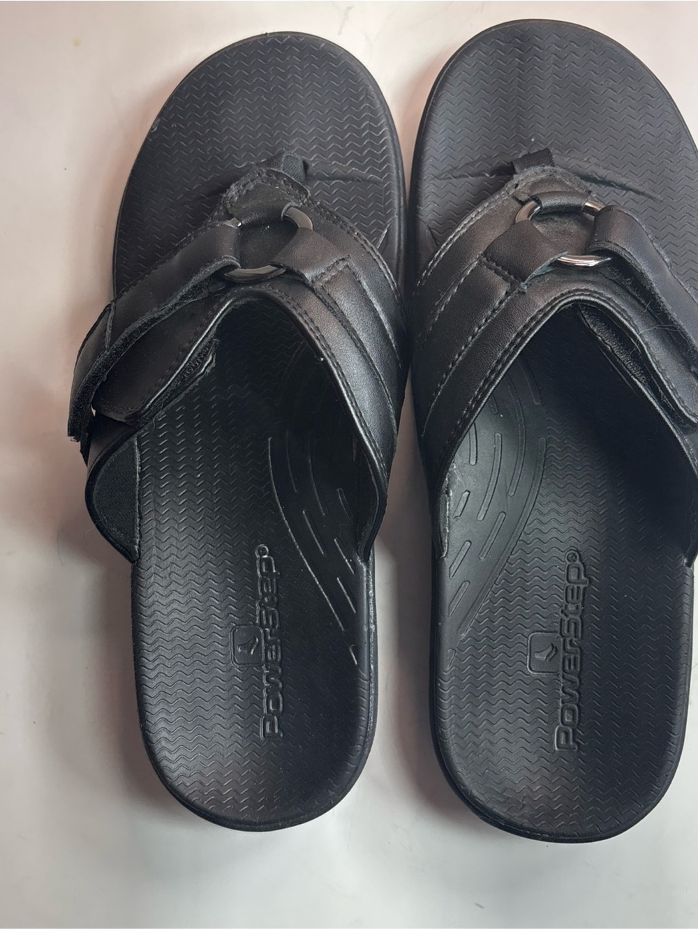Powerstep Archwear Orthotic Sandles Adjustable Hook-and-loop Leather Straps